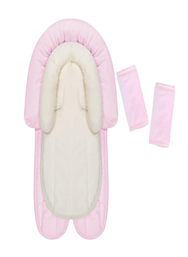 COOLBEBE New Babybody Support & Strap Covers Set for Newborn Infant Toddler- Extra Soft Stroller Cushion Pads Car Seat Insert, Perfect for Carseats, Strollers, Swings, Pink - Image 1